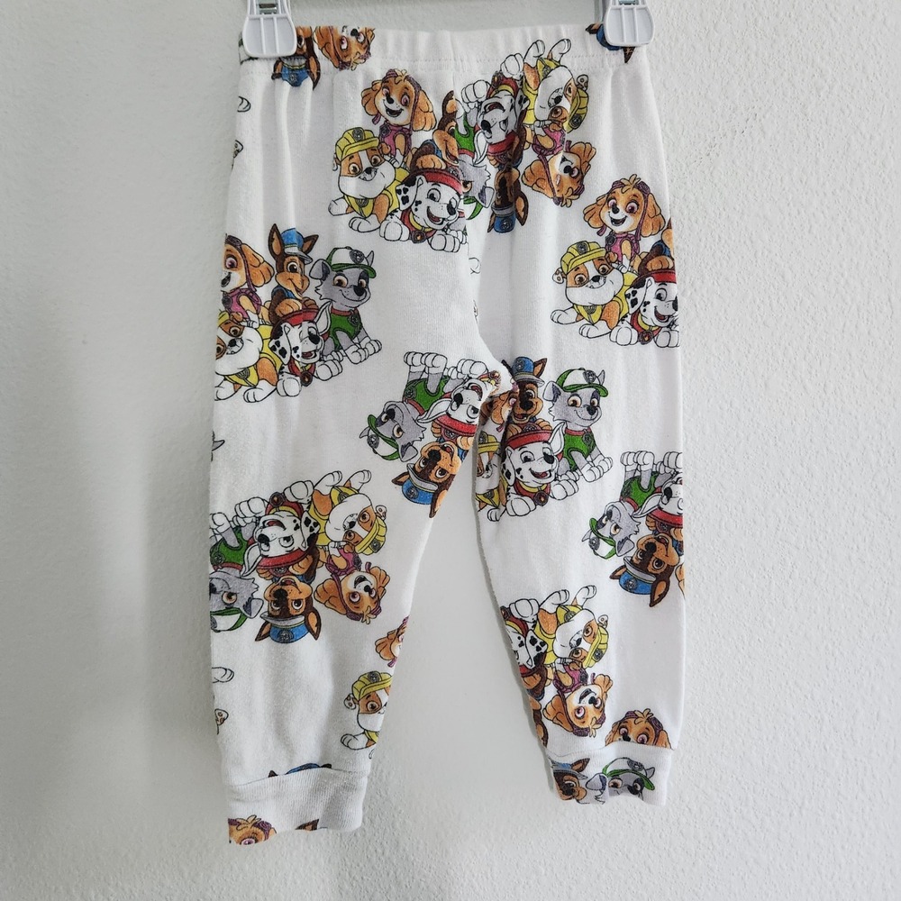 Paw Patrol Toddler Pajama Pants White All Over Print Cotton Sleep Bottoms 2T